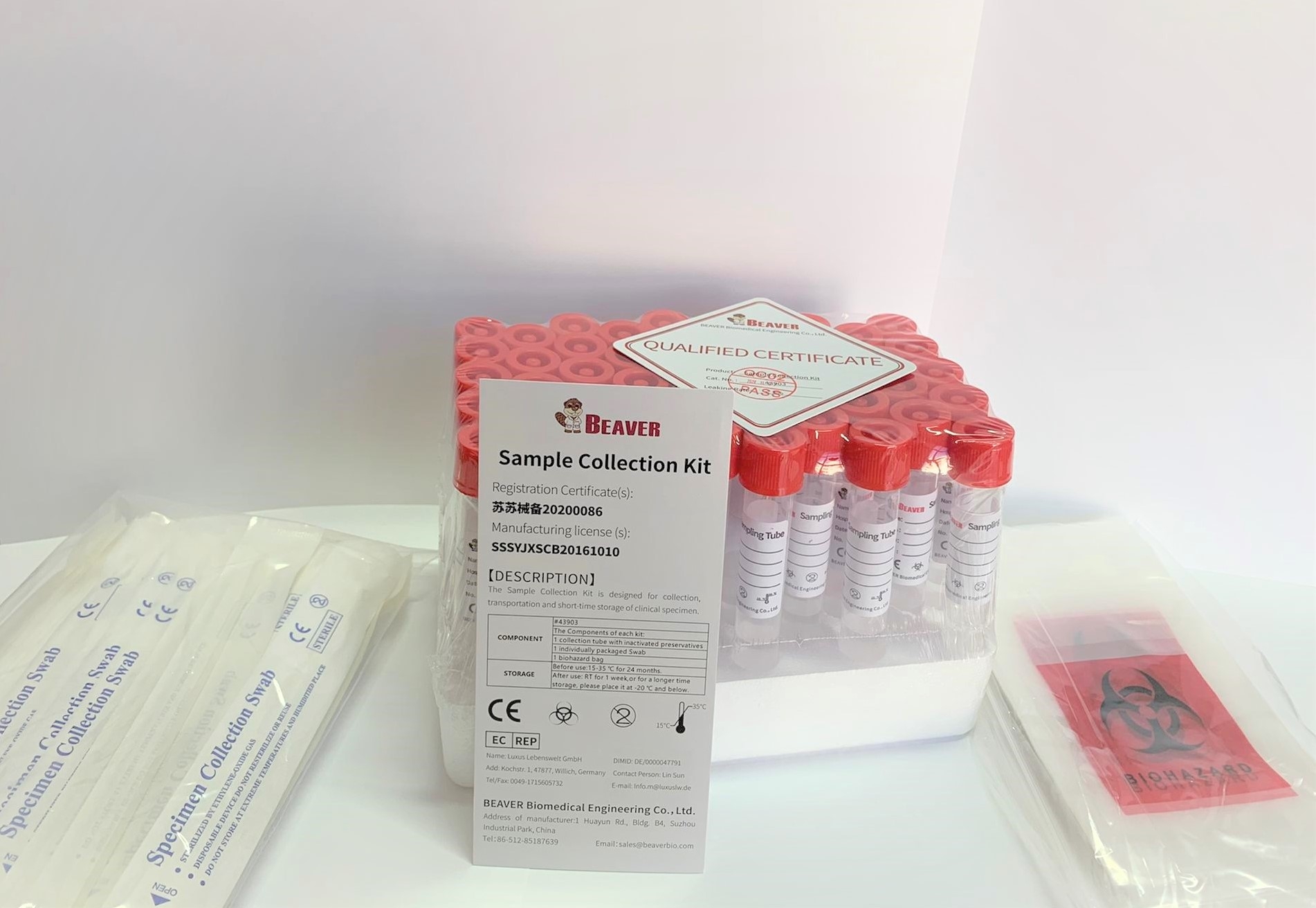 Kit de recolha com meio de inativação + 2 zaragatoas